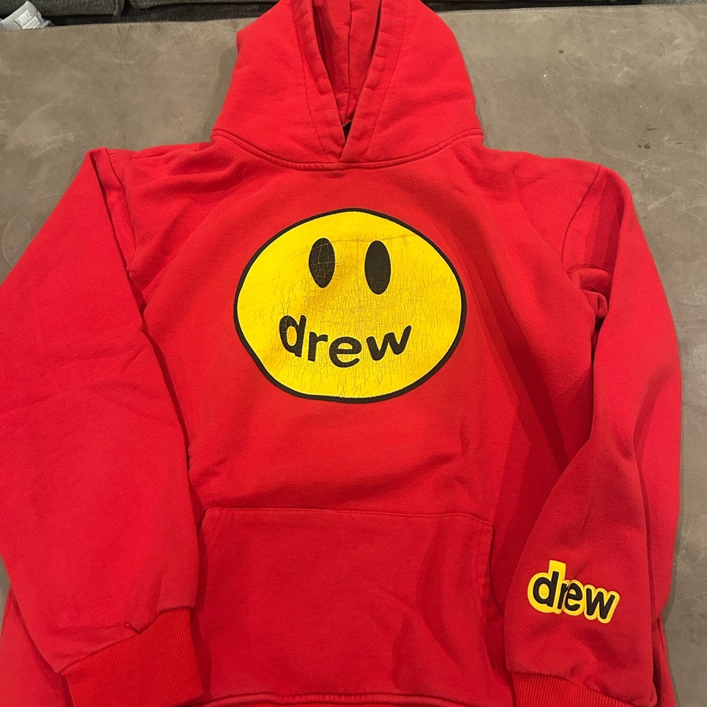Drew Red Hoodie with Smiley Logo